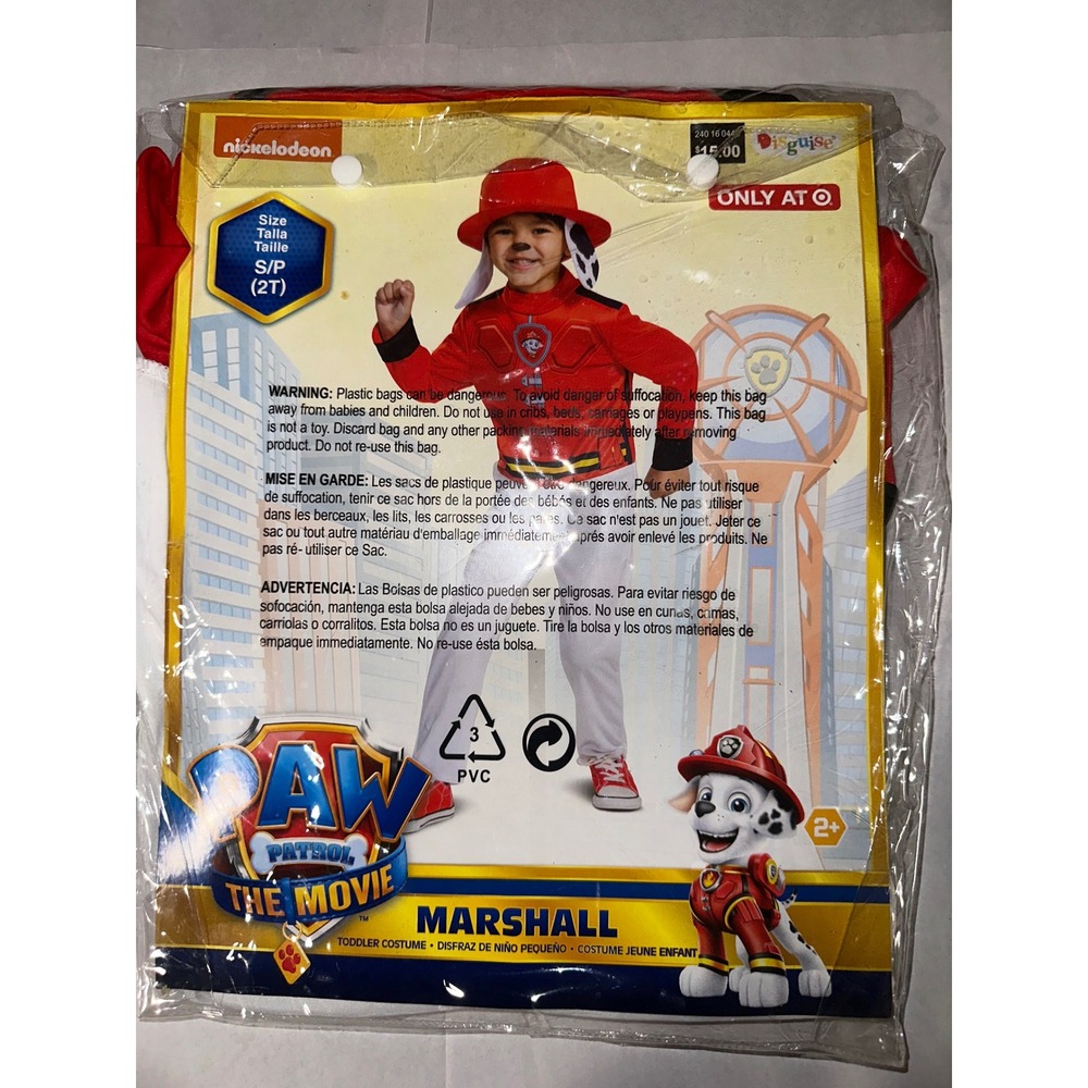Paw Patrol The Movie Marshall Toddler Costume Red White Size 2T Nickelodeon